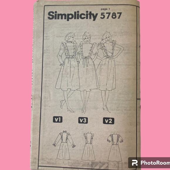 Simplicity 5787 Pattern Dress Miss 12 1982 Side Pockets Frilly Western Country - Picture 2 of 7